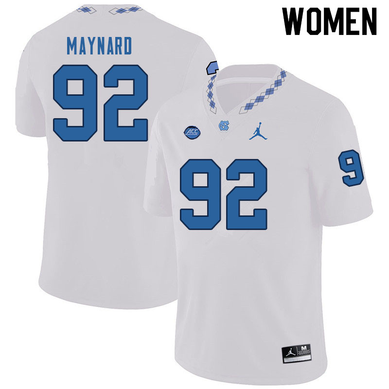 Women #92 Cole Maynard North Carolina Tar Heels College Football Jerseys Sale-White